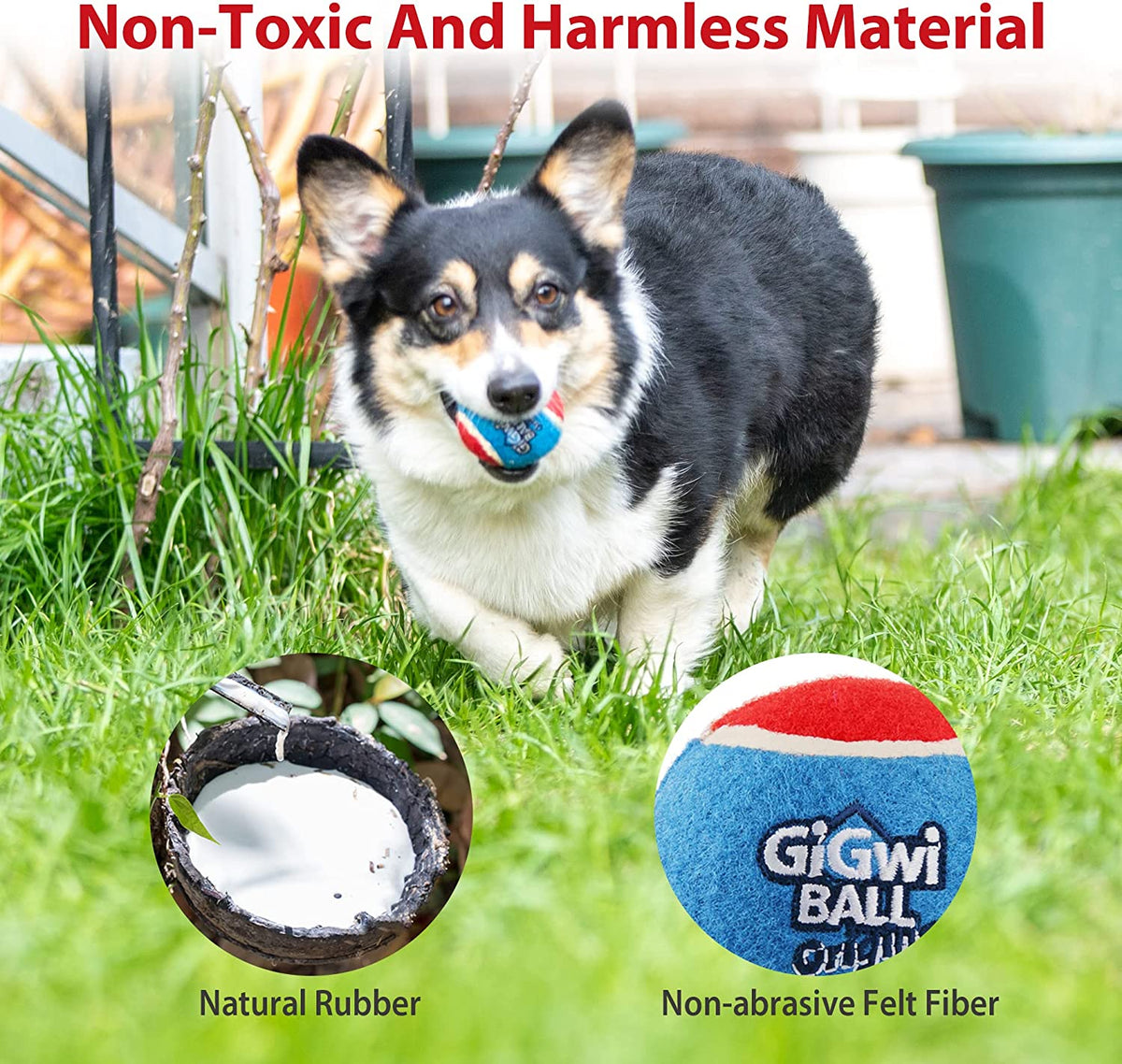 Squeaky Dog Tennis Balls, 3 Pack Elastic Interactive Toy for Dogs