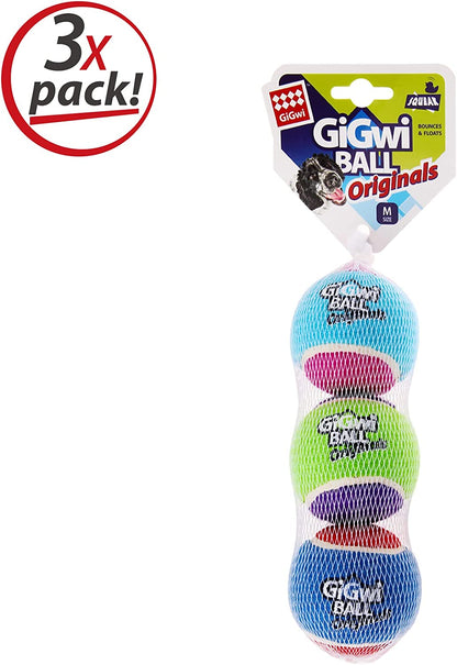 Squeaky Dog Tennis Balls, 3 Pack Elastic Interactive Toy for Dogs