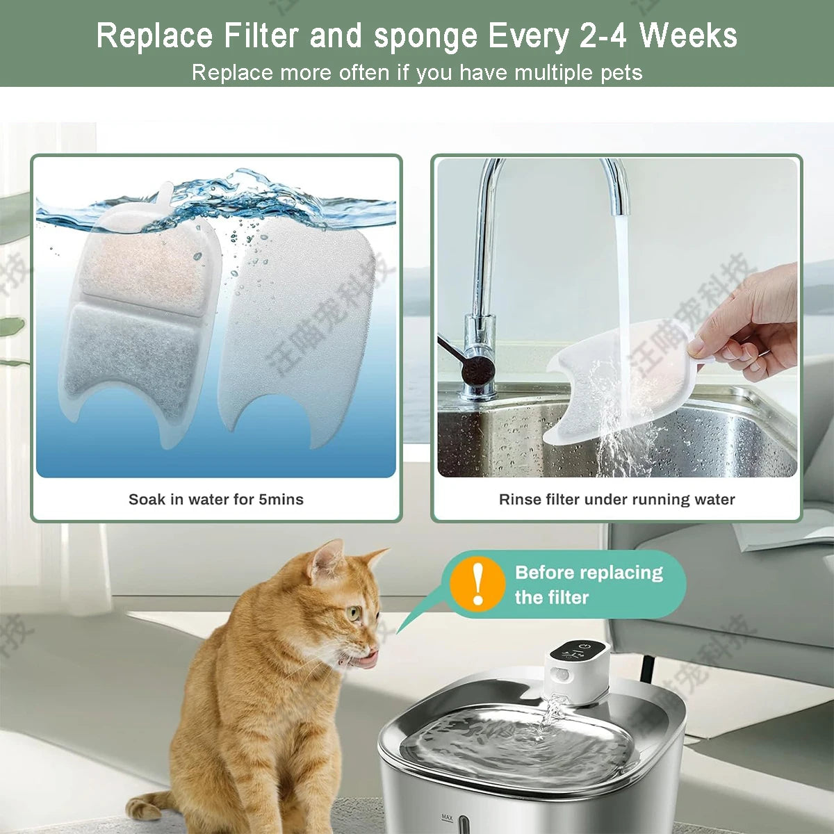 6/12/18/24Pcs Pet Water Dispenser Filter Cat Water Fountain Filter Drinking Fountain Filter Cycle Filtering Easy to Clean
